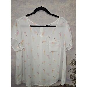 Torrid Flamingo Top Abbey Georgette Button Back Blouse Lightweight Size 1